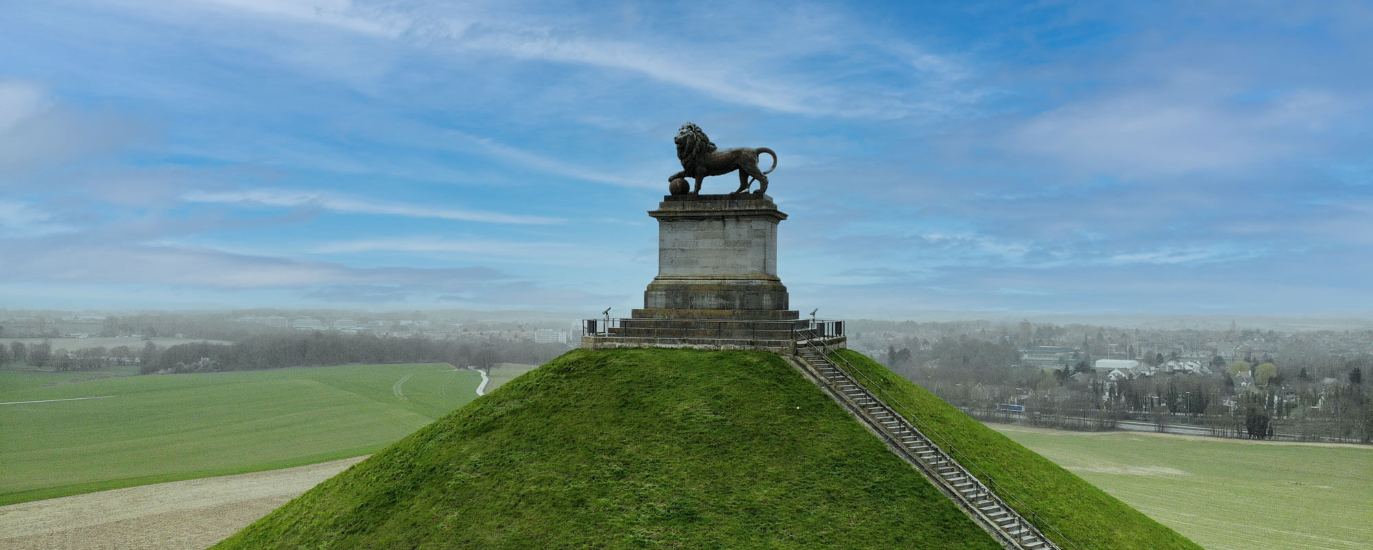 Butte du lion Mémorial Waterloo 1815 vue aerienne